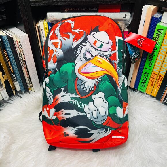 SPRAYGROUND UNIVERSITY OF MIAMI CLAP BACK BACKPACK / BOOK BAG MIAMI HURRICANES